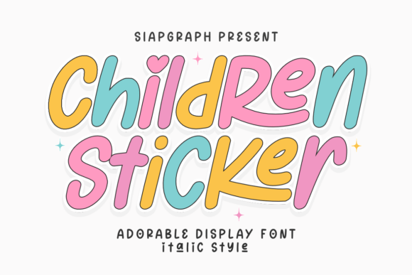 Children Sticker Italic Font